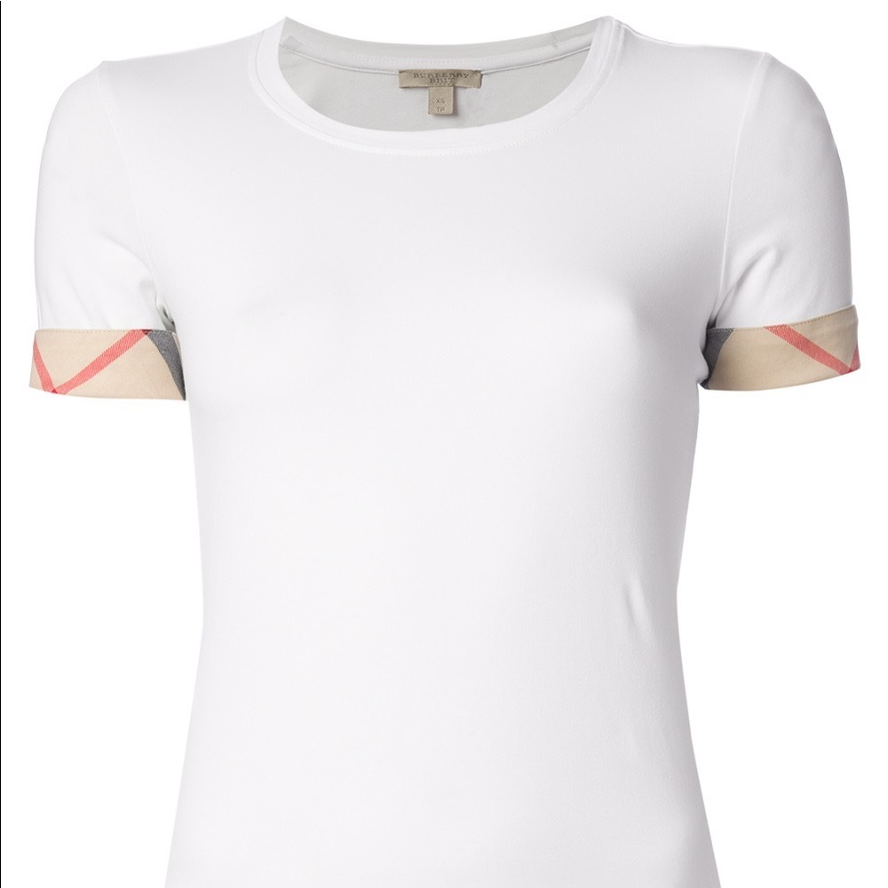 Burberry White 'House Check' Cuffs T-shirt